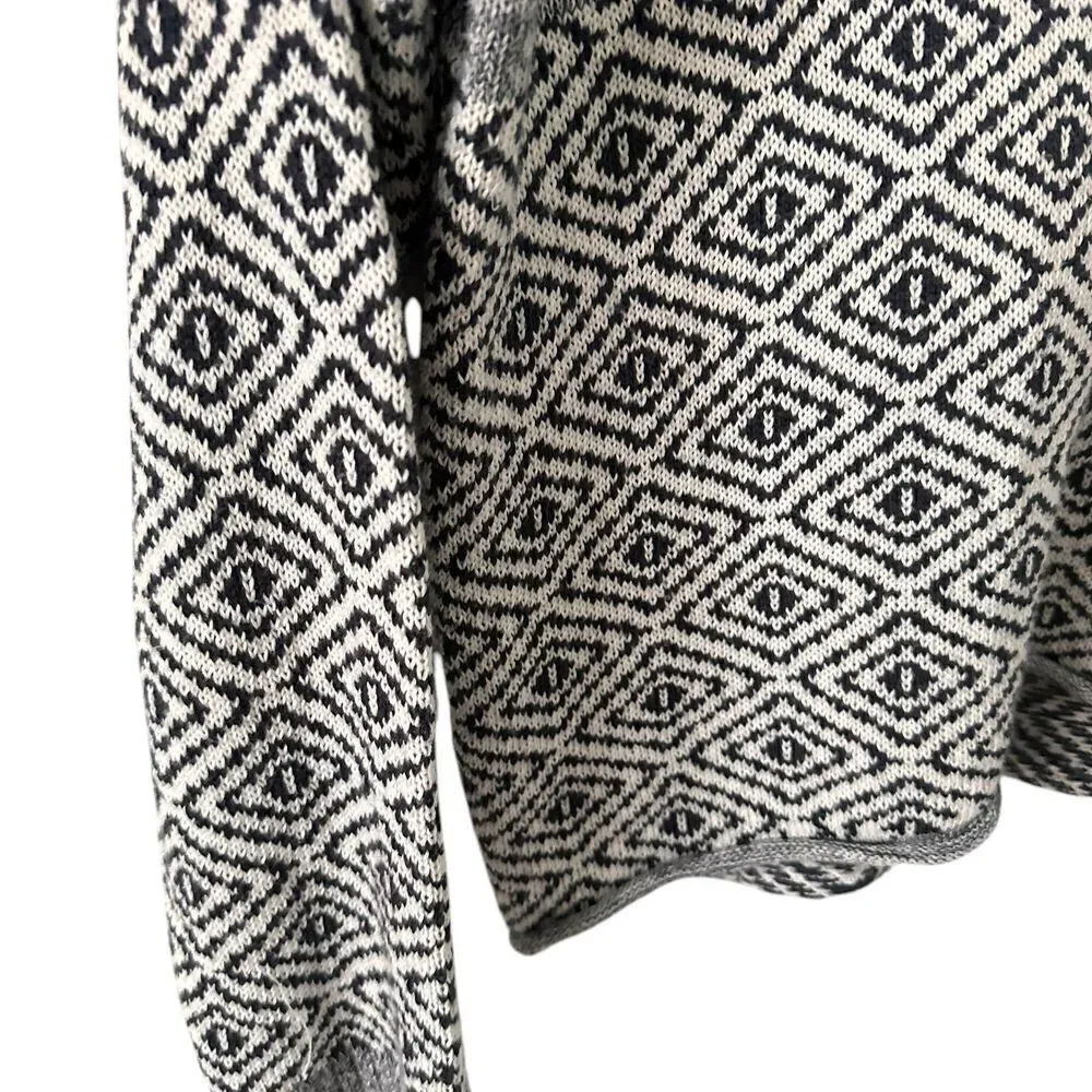 Obey Womens Blue and White Pattern Boxy Oversized Scoop Neck Sweater Size L - Picture 4 of 6